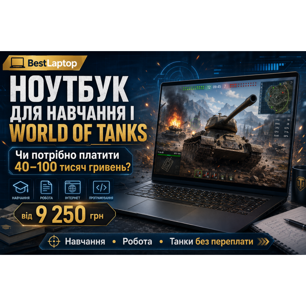 Ноутбук для навчання і World of Tanks: чи потрібно платити 40–100 тисяч гривень?